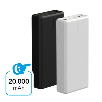 Powerbank Mammoth 20.000mAh – Keuze uit wit en zwart