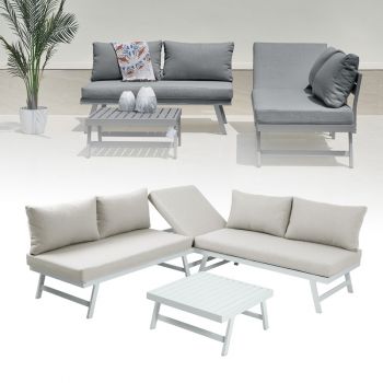 Loungeset Max – 3-4 persoons + luxe kussens & bijzettafel