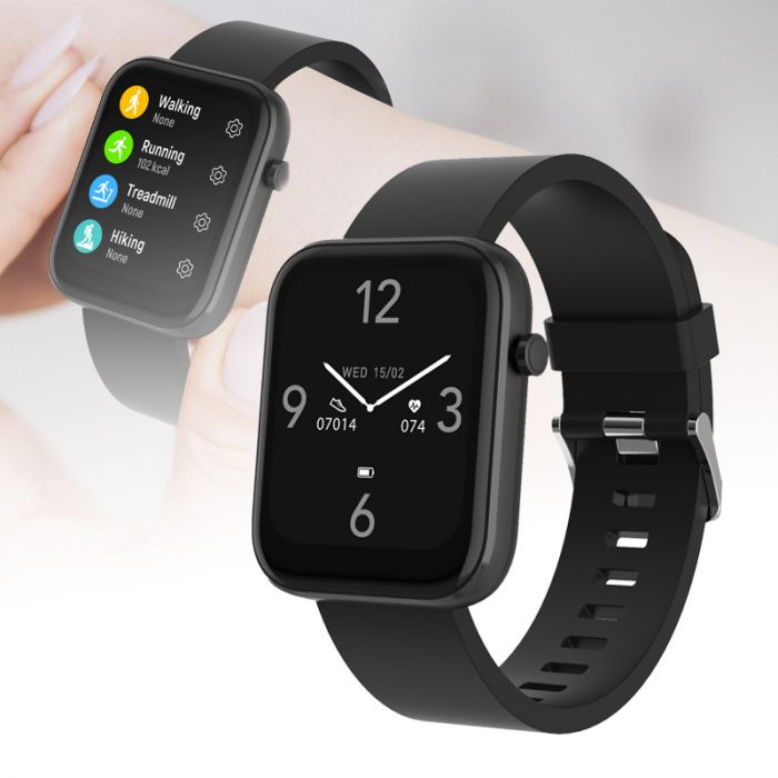 actie als Smartwatch Zwart dames heren Sporthorloge voor