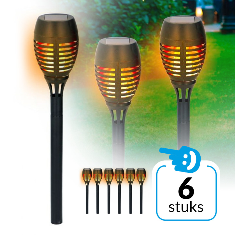 Set van 6 Grundig Flame Effect Tuinfakkels - Solar Tuinlampen